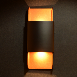 LED Επίτοιχο Φωτιστικό Από Αλουμίνιο 12W Σε Μαύρο - Αμμώδες Χρυσό βαφής Χρώμα H:250 ACA