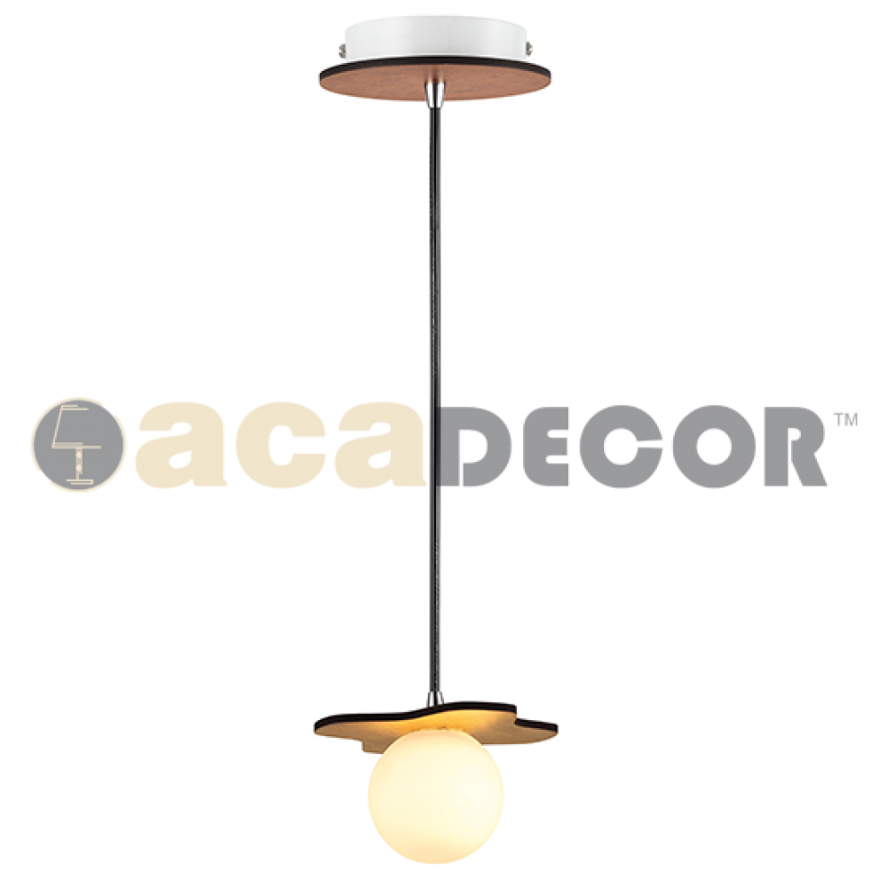 Ξύλινο Κρεμαστό Φωτιστικό Με Γυάλινη Μπάλα Σε Δύο Χρώματα 1xG9 ACA Ξύλινο Κρεμαστό Φωτιστικό Με Γυάλινη Μπάλα Σε Δύο Χρώματα 1xG9 ACA