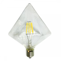 Λάμπα Led Filament Διαφανές Διαμάντι Ø125mm Ε27 6W 230V/Ac Ντιμαριζόμενη 2700k Aca