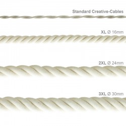 Καλώδιο Σχοινί Τριχιά 3XL, Καλώδιο 3x0,75 Καλυμμένο Με Ύφασμα Και Γυαλιστερό Λευκό Βαμβάκι Ø30mm Creative Cables
