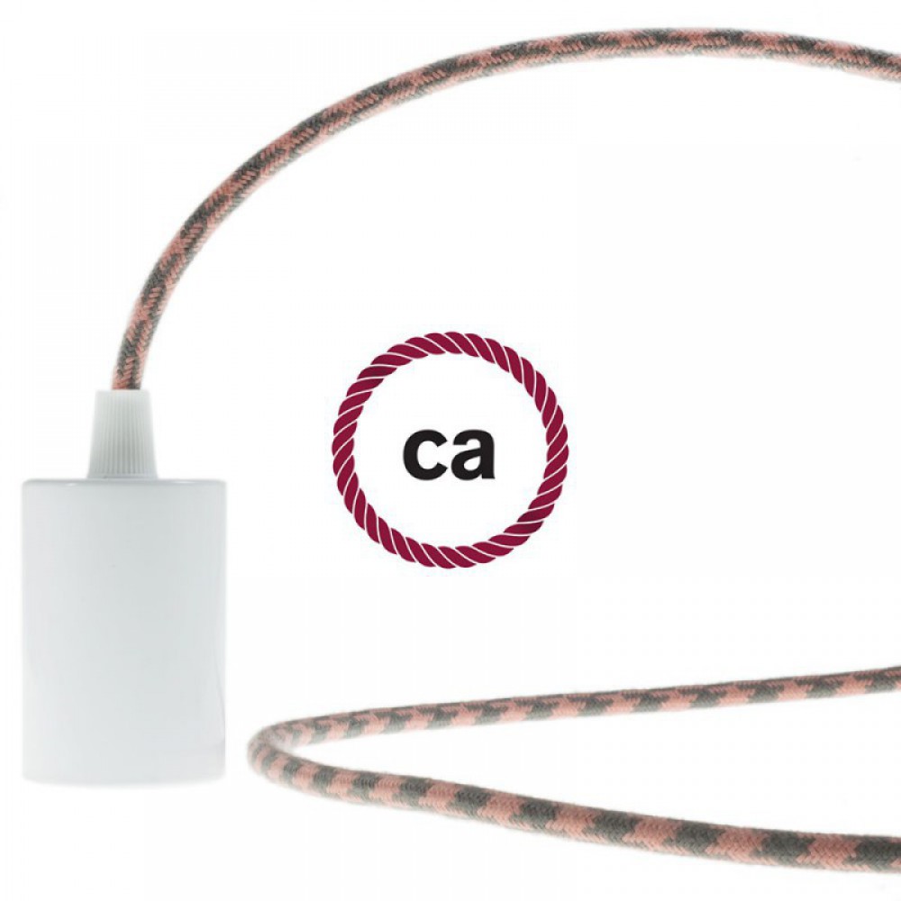 Στρόγγυλο Υφασμάτινο Καλώδιο καλυμμένο από μετάξι - Δίχρωμο Ροζ και Γκρι RP26 Creative Cables