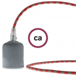 Στρόγγυλο Υφασμάτινο Καλώδιο καλυμμένο από βαμβάκι - Δίχρωμο Κόκκινο και Γκρι RP28 Creative Cables