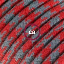 Στρόγγυλο Υφασμάτινο Καλώδιο καλυμμένο από βαμβάκι - Δίχρωμο Κόκκινο και Γκρι RP28 Creative Cables