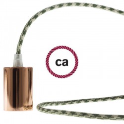 Στρόγγυλο Υφασμάτινο Καλώδιο καλυμμένο από βαμβάκι- Δίχρωμο Λαδί και Κρεμ RP30 Creative Cables