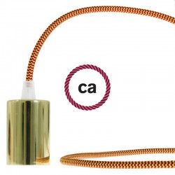 Στρογγυλό Υφασμάτινο Καλώδιο Ψαροκόκκαλο RZ23 - Χρυσό και Μπορντώ Creative Cables