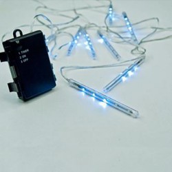 80 LED 8 Snowdrop Διπλής Όψεως Σε Σειρά Με Μπαταρίες Και Διάφανο Καλώδιο Αδιάβροχα IP44 Magic Christmas