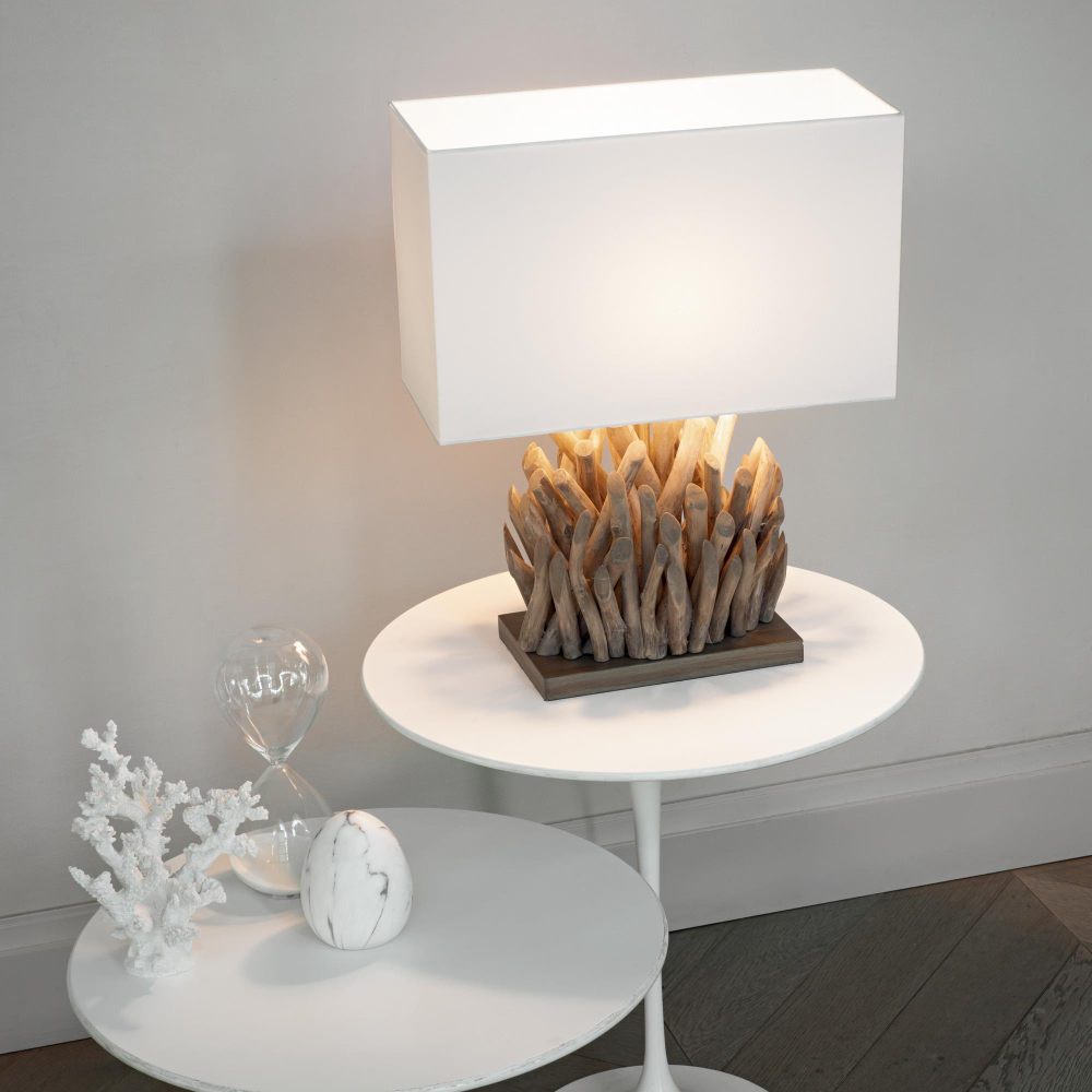 Επιτραπέζιο Φωτιστικό Από Φυσικά Ξύλινα Κλαδιά Με Λευκό Καπέλο Large 1XE27 60W max SNELL TL1 IDEAL LUX