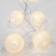 10 Θερμά Λευκά LED Μπαταρίας Με Λευκές Μπάλες Ανά 15cm Magic Christmas
