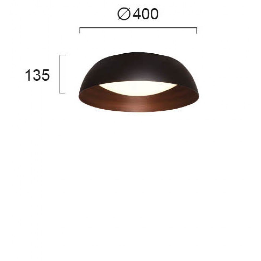 Πλαφονιέρα LED 24W Μεταλλική Σε Μαύρο Με Εφέ Εσωτερικά Ξύλου CHESTER VIOKEF