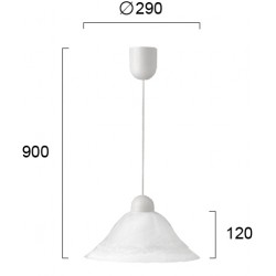 Κρεμαστό Φωτιστικό Από Αλάβαστρο Γυαλί Με Λευκή Πλαστική Ανάρτηση Σε Μελί Χρώμα 1XE27 Duet VIOKEF