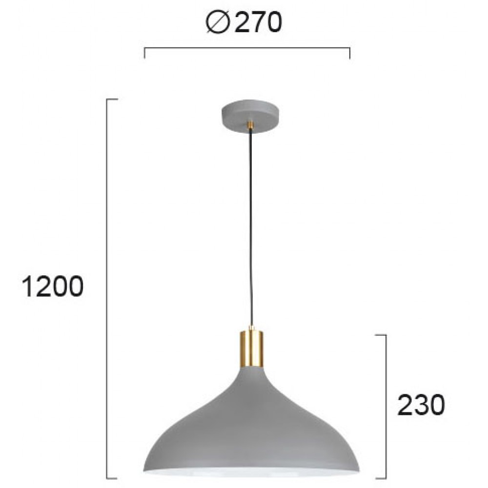 Κρεμαστό Φωτιστικό Μεταλλικό Σε Γκρι Χρώμα Με Χρυσές Λεπτομέρειες Ø270 1xE27 LAMAS VIOKEF