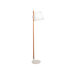 Επιδαπέδιο Φωτιστικό Με Λευκό Υφασμάτινο Καπέλο Και Βάση Από Μέταλλο Και Ξύλο 1xE27 VIANA VIOKEF