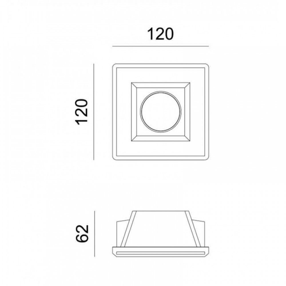 Γύψινο Χωνευτό Σποτ Οροφής Τετράγωνο 120 x 120mm 1x GU10 max 35W ZOE Aca