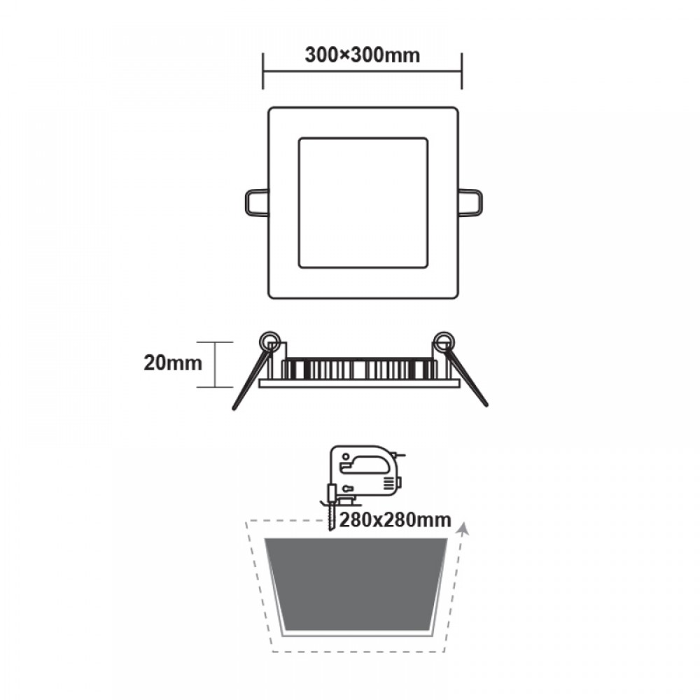 Χωνευτό Slim Panel Λευκό Τετράγωνο LED SMD 24W 120° PLATO Aca