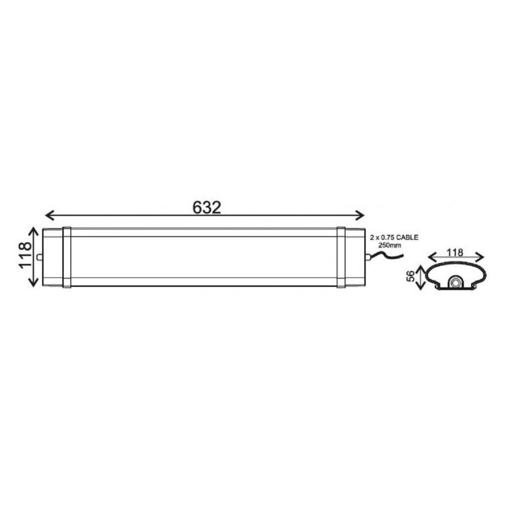 LED Γραμμικό Στεγανό Φωτιστικό Λευκό 63cm 60W IP66 120° 6000K Ψυχρό Λευκό TETE Aca