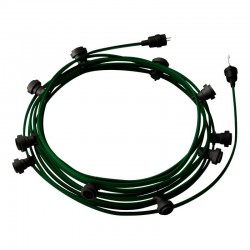 Γιρλάντα Έτοιμη Για Χρήση, 12,5m Υφασμάτινο Καλώδιο Πλακέ Σκούρο Πράσινο CM21 με 10 Ντουί, Γάντζο Και Φις Creative Cables