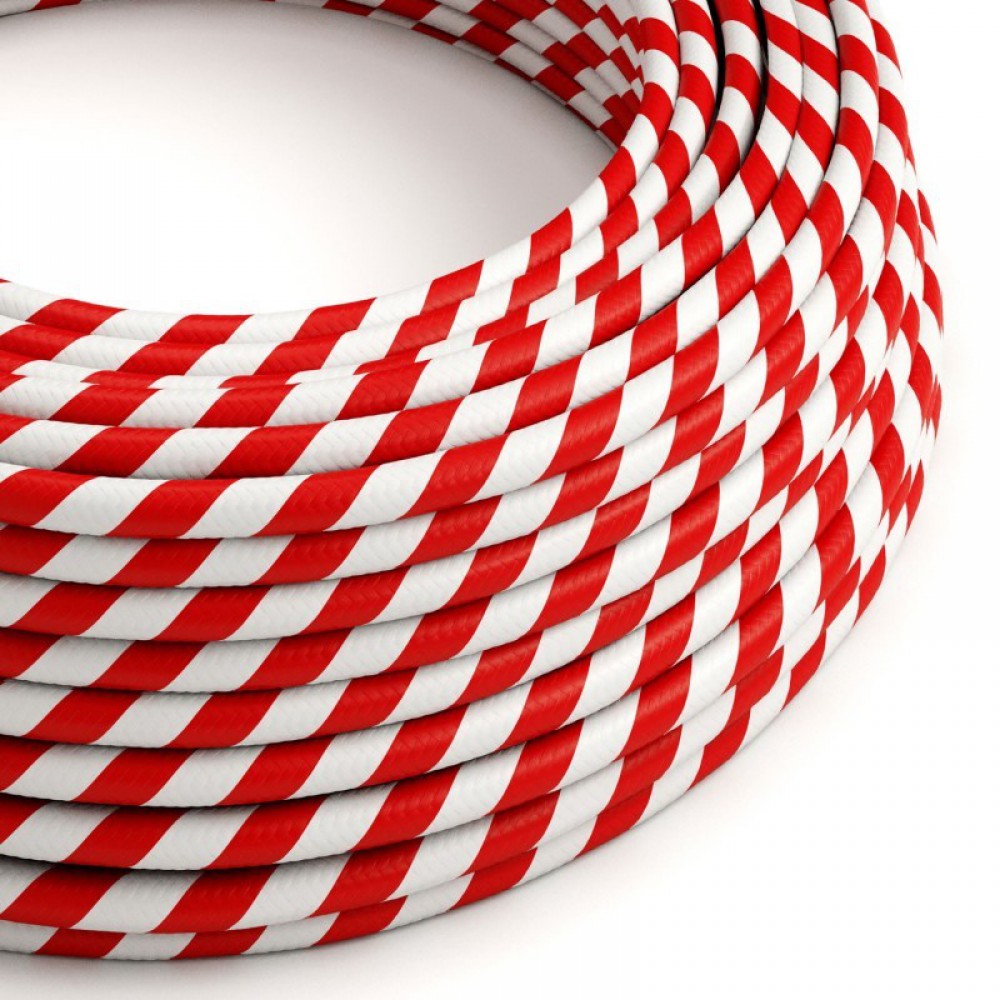 Στρόγγυλο Υφασμάτινο Καλώδιο Vertigo HD ERM39 Candy Cane Λευκό Κόκκινο Creative Cables