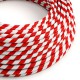 Στρόγγυλο Υφασμάτινο Καλώδιο Vertigo HD ERM39 Candy Cane Λευκό Κόκκινο Creative Cables