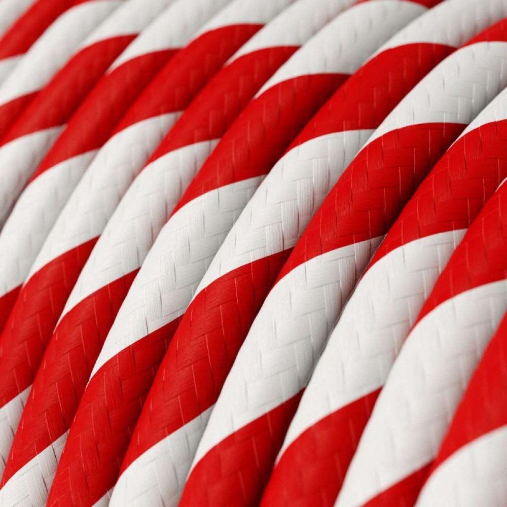 Στρόγγυλο Υφασμάτινο Καλώδιο Vertigo HD ERM39 Candy Cane Λευκό Κόκκινο Creative Cables