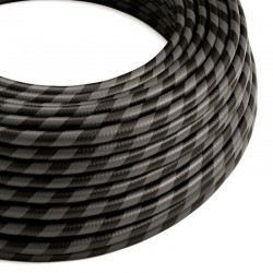 Στρόγγυλο Υφασμάτινο Καλώδιο Vertigo HD ERM54 Μαύρο Ανθρακί Πλατιά Ρίγα Creative Cables