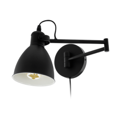 Φωτιστικό Τοίχου Μαύρο Μεταλλικό 1x 10W E27-LED-A60 SAN PERI Eglo