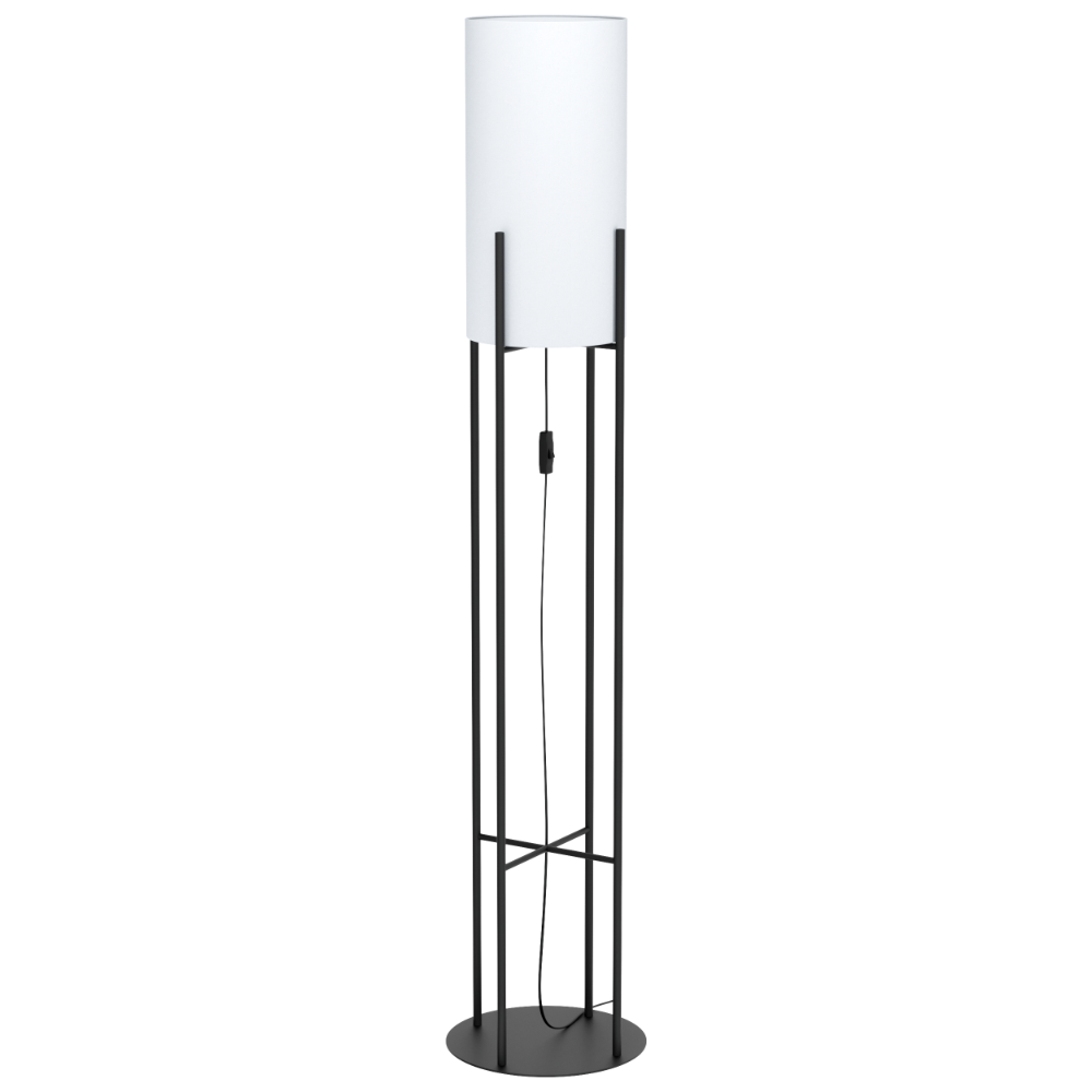 Φωτιστικό Δαπέδου Μεταλλικό Μαύρο Με Λευκό Υφασμάτινο Καπέλο 1x E27 60W GLASTONBURY Eglo
