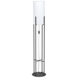 Φωτιστικό Δαπέδου Μεταλλικό Μαύρο Με Λευκό Υφασμάτινο Καπέλο 1x E27 60W GLASTONBURY Eglo