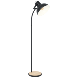 Φωτιστικό Δαπέδου, Μέταλλο Και Ξύλο Σε Μαύρο Και Κρεμ Χρώμα 1x E27 28W LUBENHAM Eglo