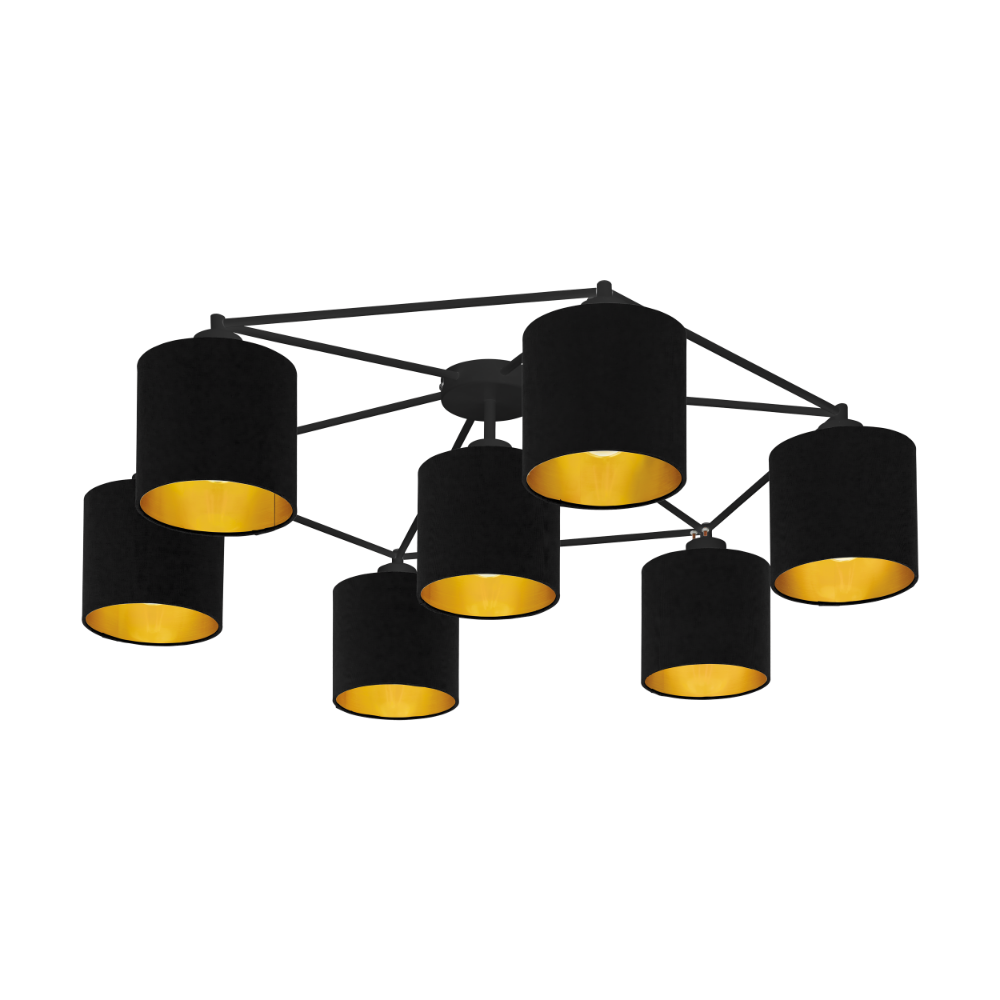 Φωτιστικό Οροφής Πολύφωτο Μεταλλικό Με Καπέλο Σε Μαύρο Και Λευκό Χρώμα ø84cm 7x 40W E27 STAITI Eglo