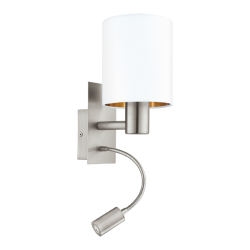 Φωτιστικό Τοίχου Σε Λευκό Χρώμα Χάλκινο Με Βοηθητικό LED, 1x 40W E27 PASTERI Eglo