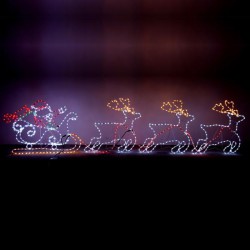 Άη Βασίλης Και Έλκηθρο 29μ. LED Φωτοσωλήνας Πράσινο - Κόκκινο - Κίτρινο IP44 696 LED 5x1.2m Magic Christmas