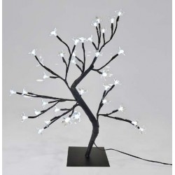 Δέντρο Με LED, Κερασιά Με Λουλούδια Σιλικόνης - 45cm, Λευκό, IP20 Magic Christmas