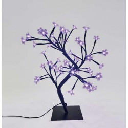 Δέντρο Με LED, Κερασιά Με Λουλούδια Σιλικόνης - 45cm, Μωβ, IP20 Magic Christmas