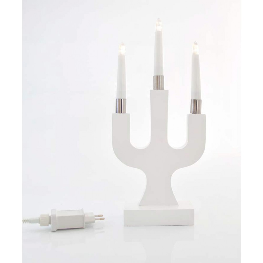 Κηροπήγιο Με 3 LED Κεριά Λευκό - Ρεύματος 17.5x7x38.5cm IP20 Magic Christmas