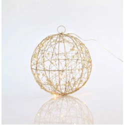 Μεταλλική Σαμπανί ή Ασημί Φωτιζόμενη Μπάλα Με Glitter 20 LED Ø25 Magic Christmas