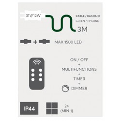 Μετασχηματιστής Για LED Σε Σειρά Με Επέκταση Και Πρόγραμμα Με Χειριστήριο - Dimmer IP44  31V / 12W Magic Christmas