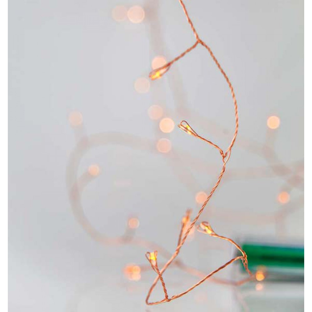 Fairy Lights 50 Mini Led Σε Σειρά Με Μπαταρία - Μπρονζέ Χαλκός - IP20 3x AA 500cm Magic Christmas