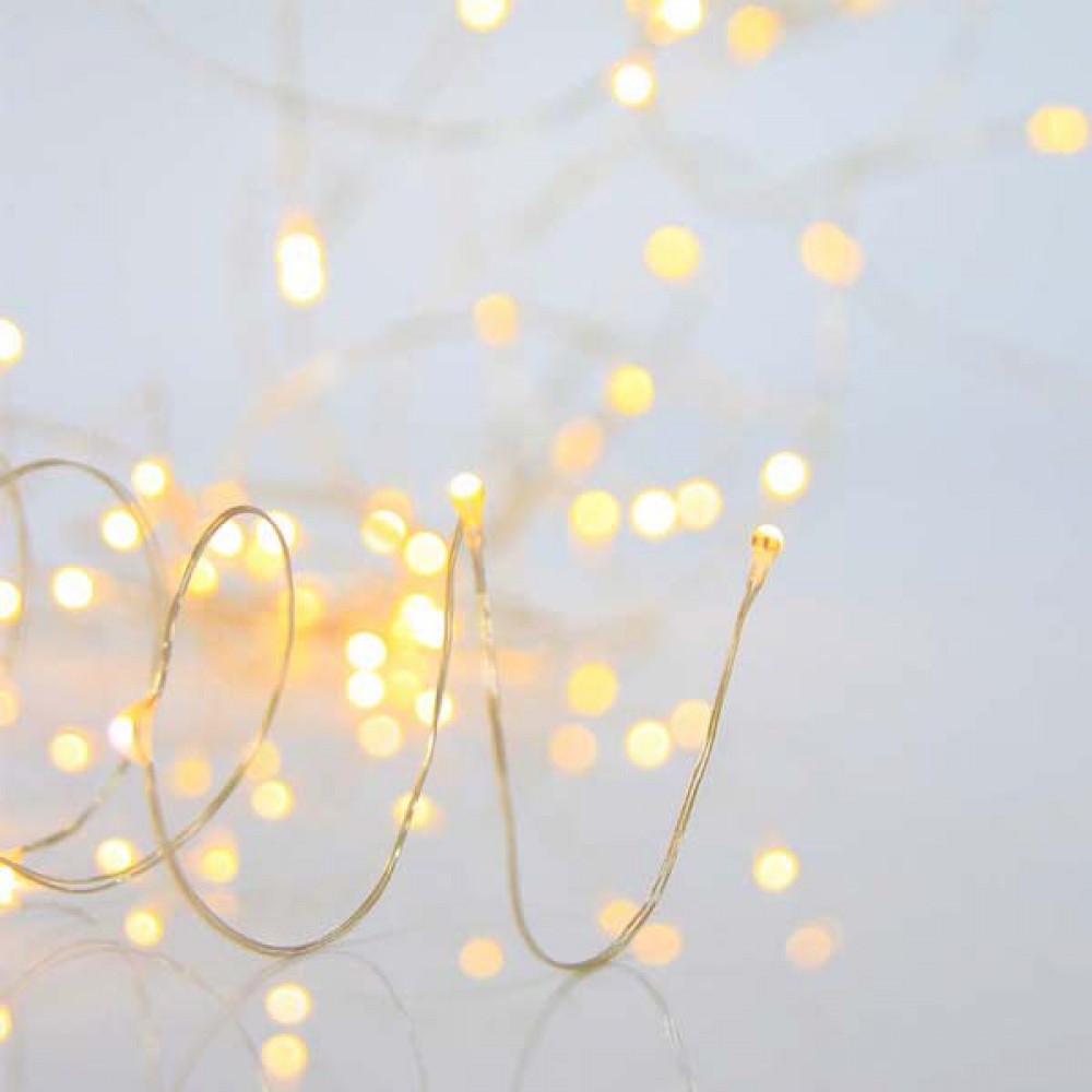 Fairy Lights 50 Mini Led Σε Σειρά Με Μπαταρία - Ασημί Χαλκός - IP20 3x AA 500cm Magic Christmas