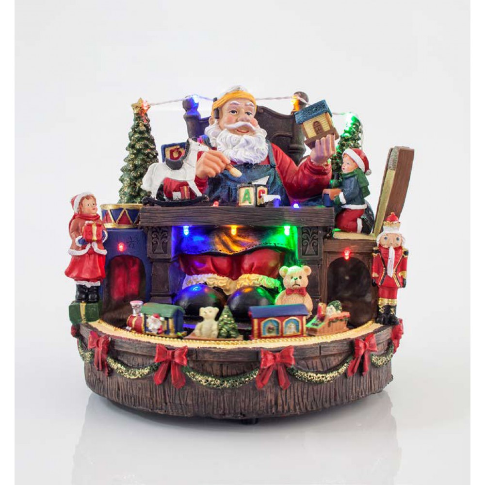 11 LED Χριστουγεννιάτικο Γραφείο Του Άγιου Βασίλη Με Μουσική Και Κίνηση 23X23.5X22.5 cm Magic Christmas
