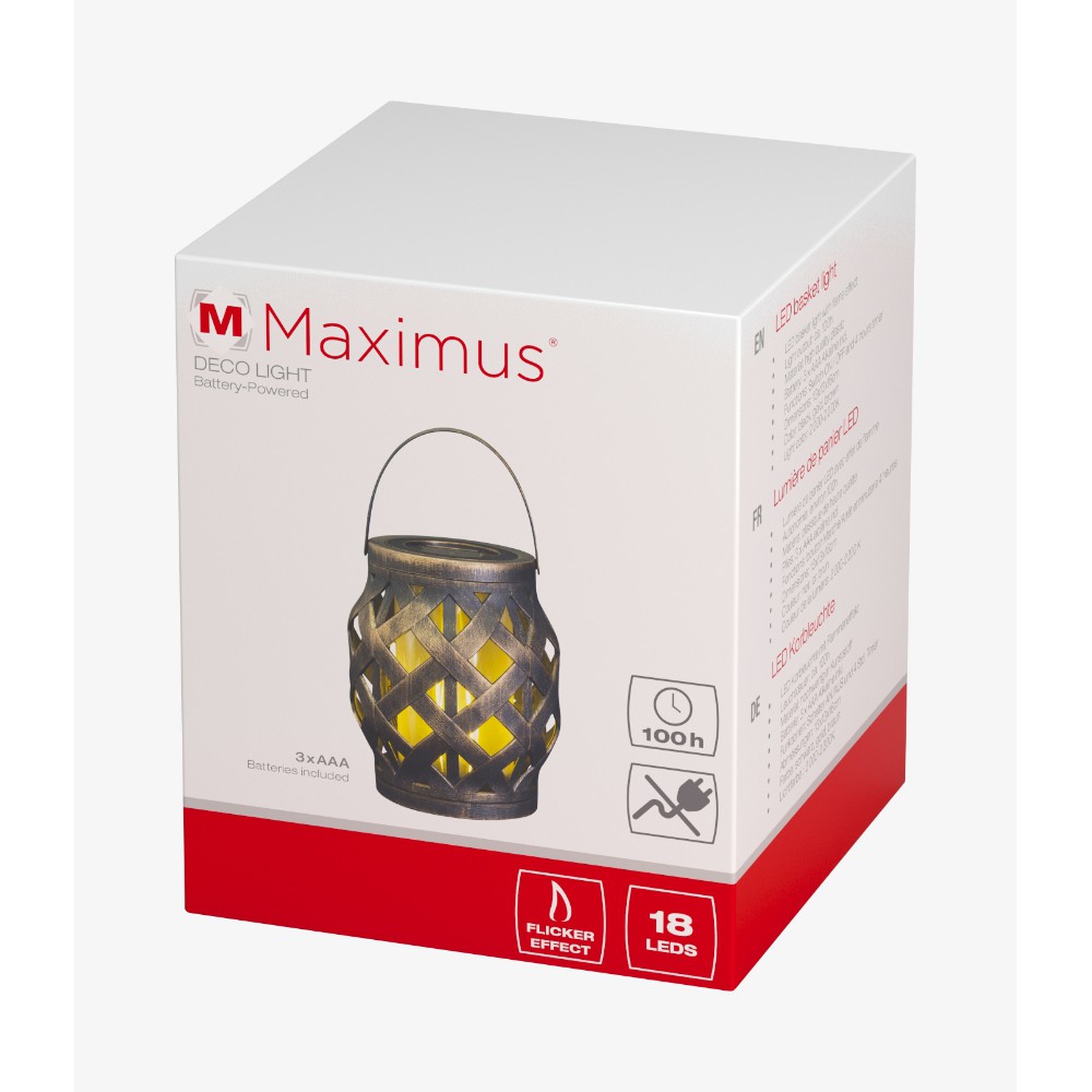 LED Καλάθι Με Εφέ Φλόγας Μπαταρίας 3 x AAA 16cm Maximus