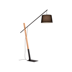 Φωτιστικό Δαπέδου Μαύρο Μεταλλικό Με Λεπτομέρειες Σε Ξύλο, E27 Crane VIOKEF