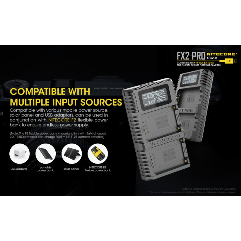 Φορτιστής NITECORE FX2 Για Fujifilm NP-T125
