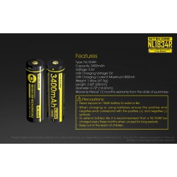 ΜΠΑΤΑΡΙΑ NITECORE NL1834R , 18650 / 3400mAh / Micro USB