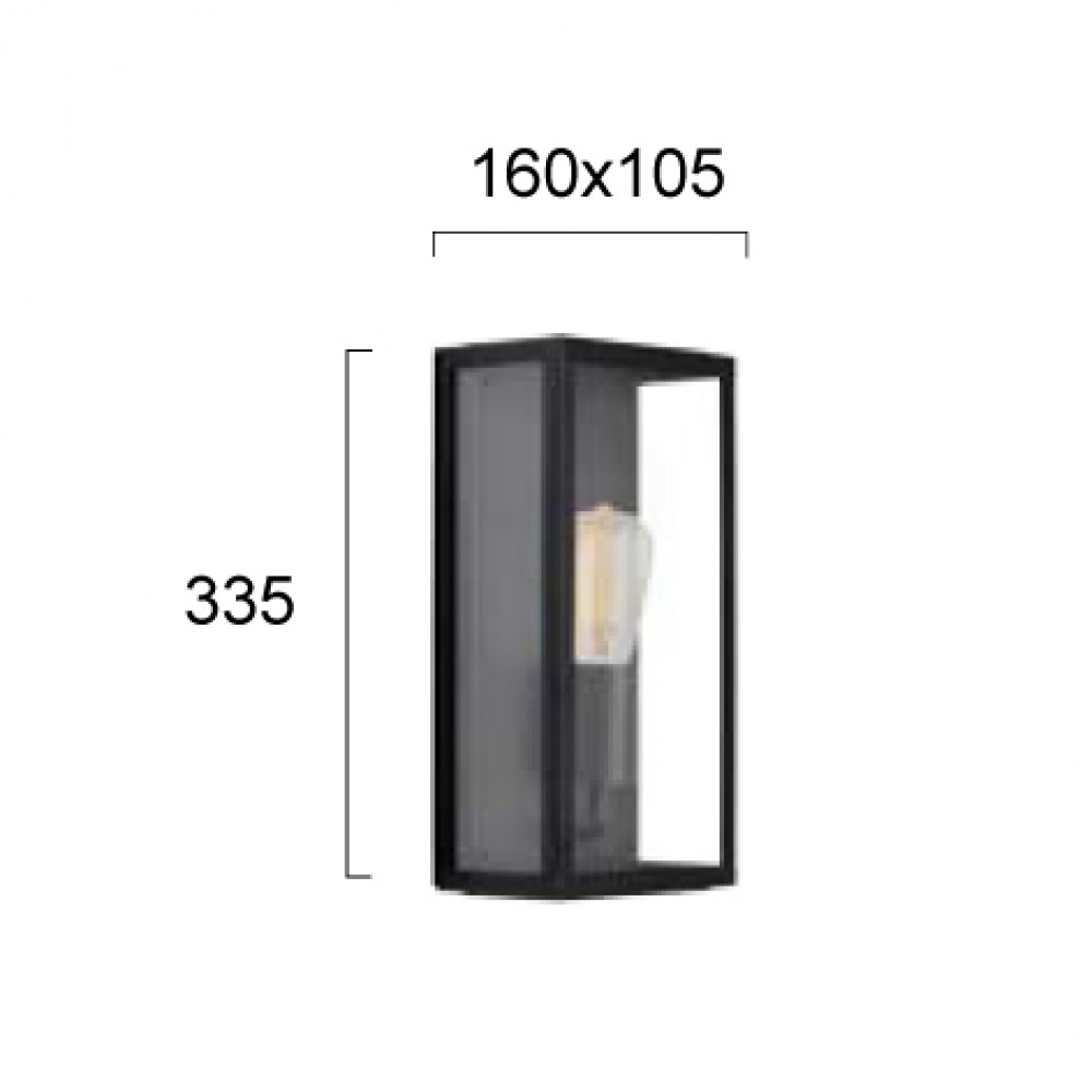 Φωτιστικό Απλίκα Αλουμινίου Σε Μαύρο Με Διαχύτη Από Γυαλί IP44 1xE27 COUNTRY VIOKEF