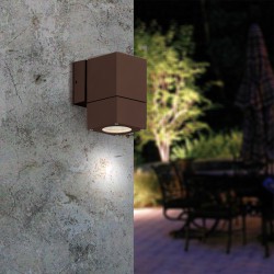Εξωτερικό Επιτοίχιο Σποτ Αλουμινίου Τετράγωνο Paros Σε Καφέ GU10 IP44 VIOKEF