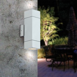 Εξωτερικό Επιτοίχιο Σποτ Αλουμινίου Τετράγωνο Διπλού Φωτισμου Διάφορα Χρώματα Paros 2ΧGU10 IP44 VIOKEF