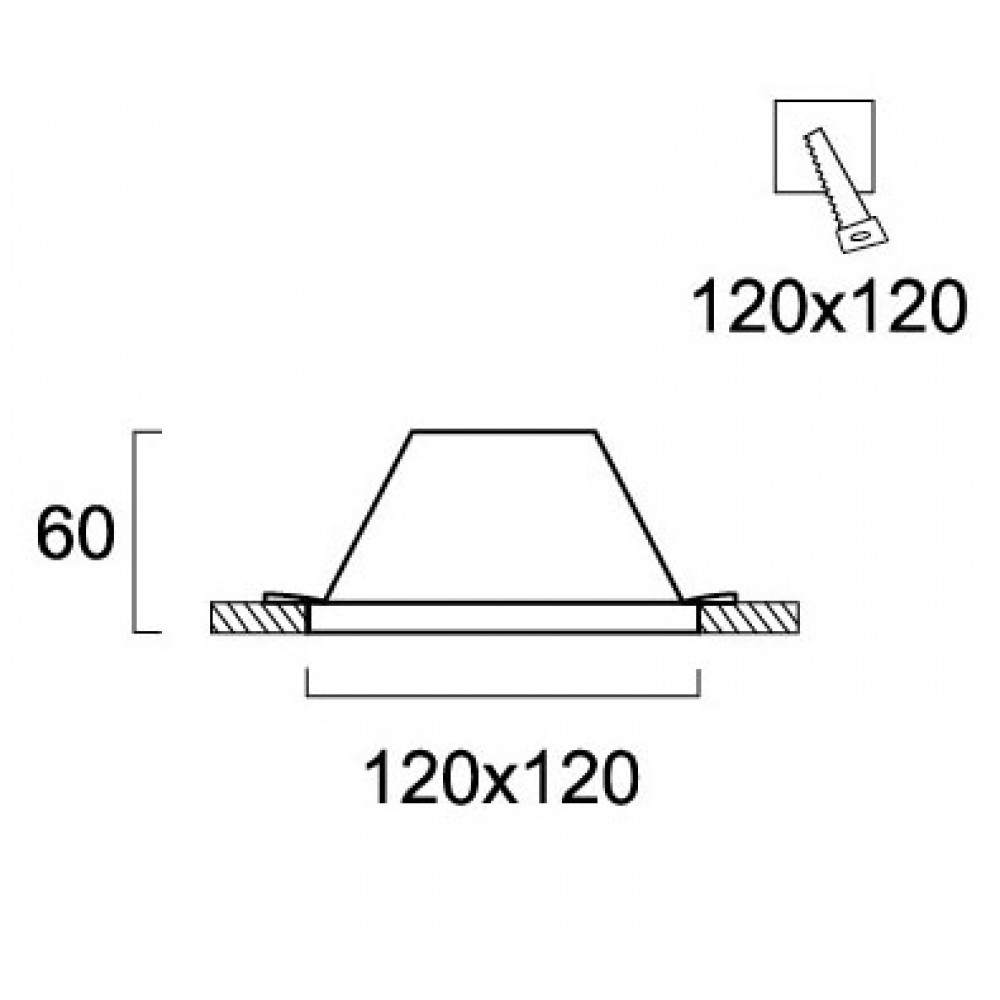 Γύψινο Χωνευτό Φωτιστικό Οροφής Τετράγωνο MR16(GU10-GU5,3) Bradley ΚΕ:120x120  VIOKEF