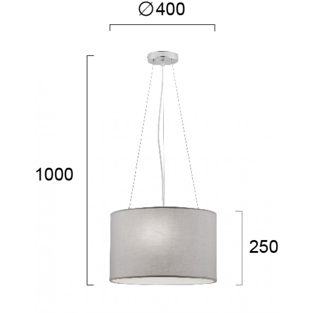 Κρεμαστό Φωτιστικό Με Καπέλο Ανοιχτό Γκρι Και Ανάρτηση Χρώμιο 3xE27 Bristol VIOKEF