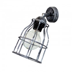 Vintage Φωτιστικό Απλίκα Τοίχου Με Καλάθι FUN-10KAY E27 Πλαστικό Σε Χρώμα Πατινά Ασημί Και Επιλογη Βαφής Πατίνα Heronia Lighting