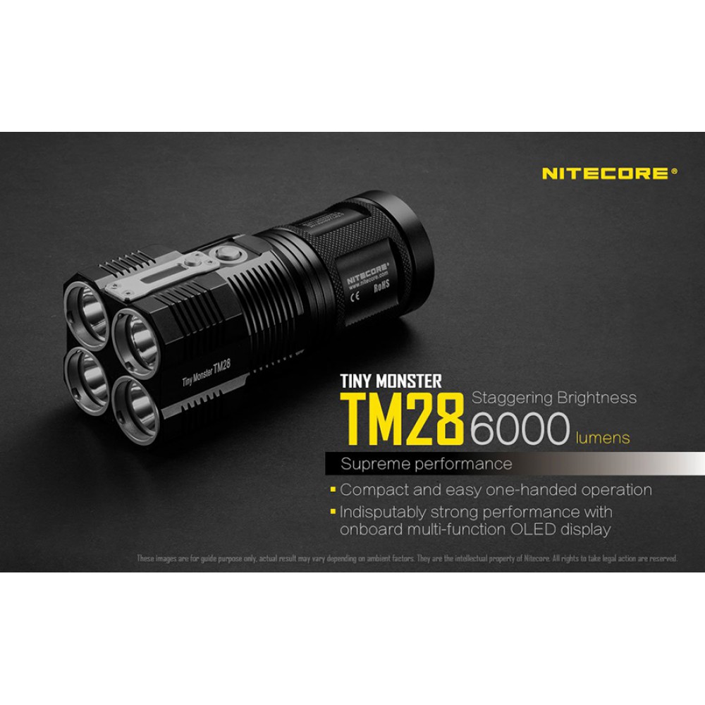 Επαγγελματικός Φακός LED NITECORE Tiny Monster TM28, 6000 Lumens + 4X18650 + protection board